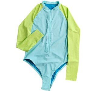 Jolyn Paloma Long Sleeve Zip Up Surf Suit Size Large One Piece Color Block